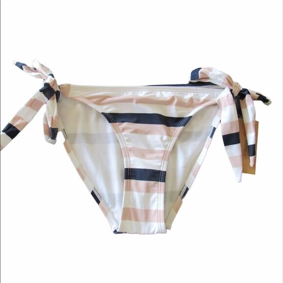 New Cremieux Women Multicolor Striped Tie Side Hipster Bikini Swim Bottom S - Picture 2 of 9